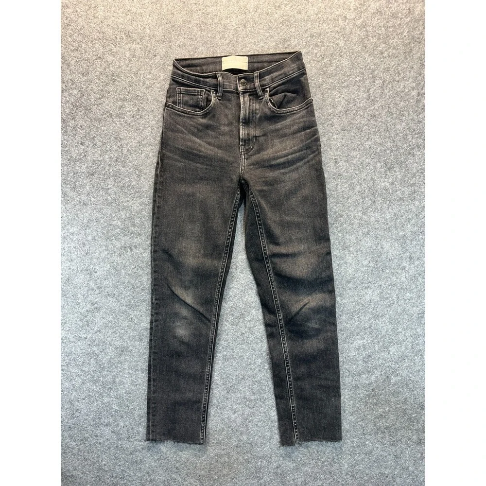 Everlane Jeans Women's Size 23 The High Rise Straight Leg Black Stretch‎ Denim